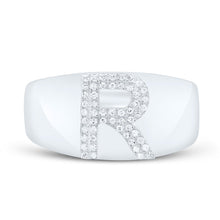 Load image into Gallery viewer, Sterling Silver Diamond Initial "R" Men's Ring 1/6 Cttw - Splendid Jewellery