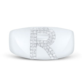Sterling Silver Diamond Initial 