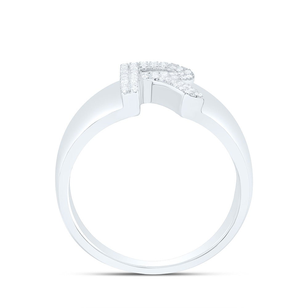 Sterling Silver Diamond Initial "R" Men's Ring 1/6 Cttw - Splendid Jewellery