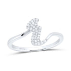 Sterling Silver Diamond Initial "R" Women's Ring 1/8 Cttw - Splendid Jewellery