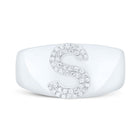 Sterling Silver Diamond Initial "S" Men's Ring 1/8 Cttw - Splendid Jewellery