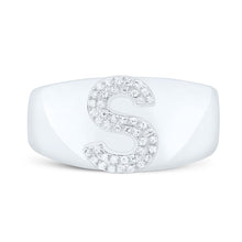 Load image into Gallery viewer, Sterling Silver Diamond Initial "S" Men's Ring 1/8 Cttw - Splendid Jewellery