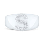 Sterling Silver Diamond Initial "S" Men's Ring 1/8 Cttw - Splendid Jewellery