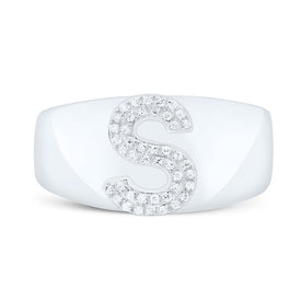 Sterling Silver Diamond Initial 
