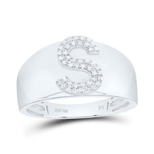 Load image into Gallery viewer, Sterling Silver Diamond Initial "S" Men's Ring 1/8 Cttw - Splendid Jewellery