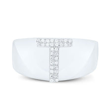 Load image into Gallery viewer, Sterling Silver Diamond Initial "T" Men's Ring 1/10 Cttw - Splendid Jewellery