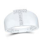 Sterling Silver Diamond Initial "T" Men's Ring 1/10 Cttw - Splendid Jewellery