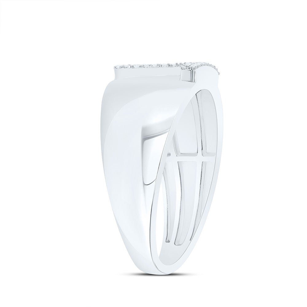 Sterling Silver Diamond Initial "T" Men's Ring 1/10 Cttw - Splendid Jewellery