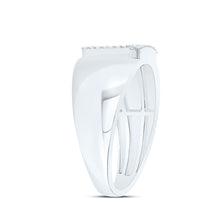 Load image into Gallery viewer, Sterling Silver Diamond Initial "T" Men's Ring 1/10 Cttw - Splendid Jewellery