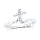 Sterling Silver Diamond Initial "T" Women's Ring 1/10 Cttw - Splendid Jewellery