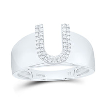 Load image into Gallery viewer, Sterling Silver Diamond Initial "U" Men's Ring 1/8 Cttw - Splendid Jewellery