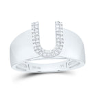 Sterling Silver Diamond Initial "U" Men's Ring 1/8 Cttw - Splendid Jewellery