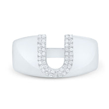 Load image into Gallery viewer, Sterling Silver Diamond Initial "U" Men's Ring 1/8 Cttw - Splendid Jewellery