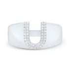 Sterling Silver Diamond Initial "U" Men's Ring 1/8 Cttw - Splendid Jewellery
