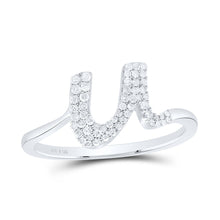 Load image into Gallery viewer, Sterling Silver Diamond Initial "U" Women's Ring 1/5 Cttw - Splendid Jewellery