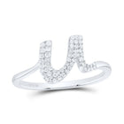 Sterling Silver Diamond Initial "U" Women's Ring 1/5 Cttw - Splendid Jewellery