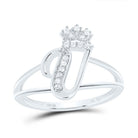 Sterling Silver Diamond Initial "V" Crown Women's Ring 1/12 Cttw - Splendid Jewellery