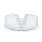 Sterling Silver Diamond Initial "V" Men's Ring 1/10 Cttw - Splendid Jewellery