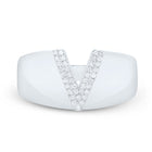 Sterling Silver Diamond Initial "V" Men's Ring 1/10 Cttw - Splendid Jewellery