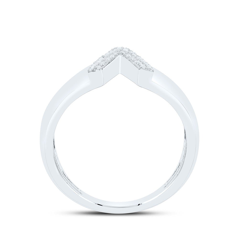 Sterling Silver Diamond Initial "V" Men's Ring 1/10 Cttw - Splendid Jewellery
