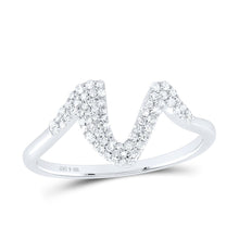 Load image into Gallery viewer, Sterling Silver Diamond Initial "V" Women's Ring 1/5 Cttw - Splendid Jewellery