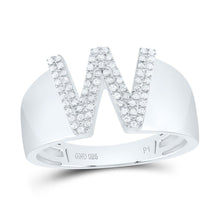 Load image into Gallery viewer, Sterling Silver Diamond Initial "W" Men's Ring 1/5 Cttw - Splendid Jewellery