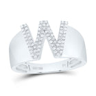 Sterling Silver Diamond Initial "W" Men's Ring 1/5 Cttw - Splendid Jewellery