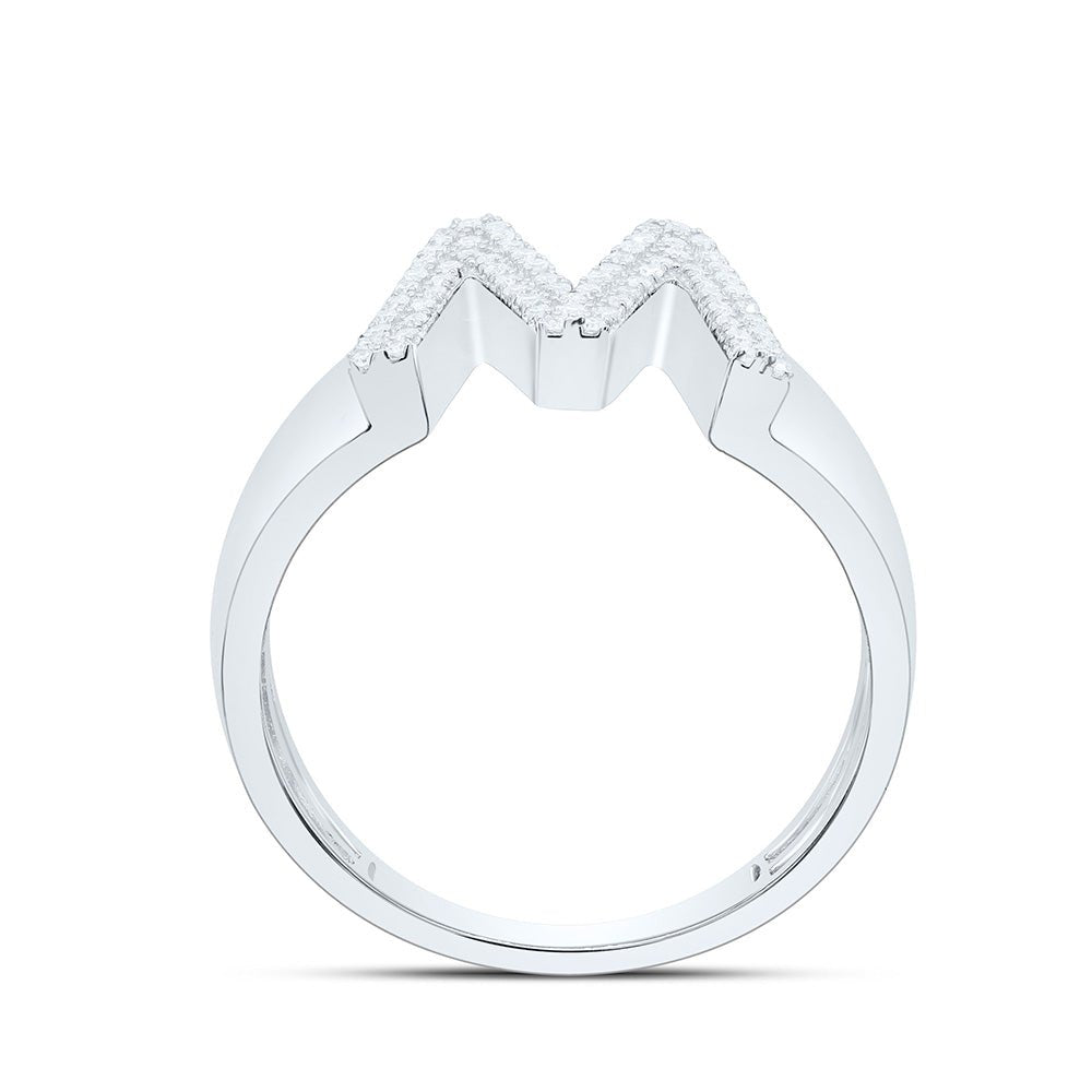 Sterling Silver Diamond Initial "W" Men's Ring 1/5 Cttw - Splendid Jewellery