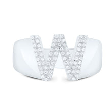 Load image into Gallery viewer, Sterling Silver Diamond Initial "W" Men's Ring 1/5 Cttw - Splendid Jewellery