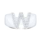 Sterling Silver Diamond Initial "W" Men's Ring 1/5 Cttw - Splendid Jewellery