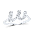 Sterling Silver Diamond Initial "W" Women's Ring 1/4 Cttw - Splendid Jewellery