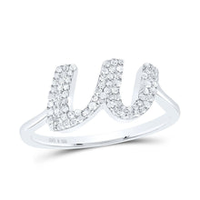 Load image into Gallery viewer, Sterling Silver Diamond Initial "W" Women's Ring 1/4 Cttw - Splendid Jewellery