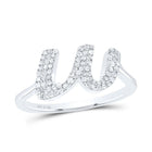 Sterling Silver Diamond Initial "W" Women's Ring 1/4 Cttw - Splendid Jewellery