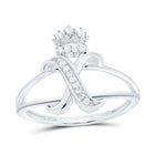 Sterling Silver Diamond Initial "X" Crown Women's Ring 1/10 Cttw - Splendid Jewellery