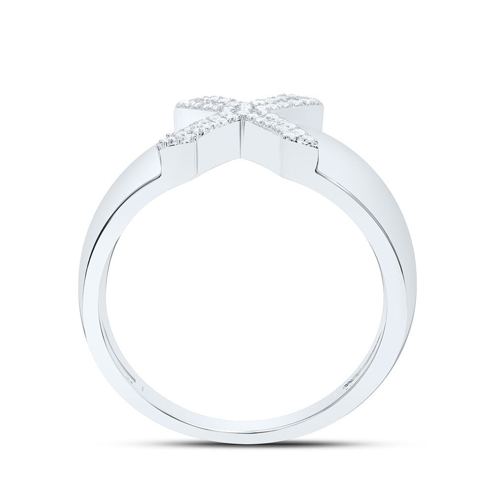 Sterling Silver Diamond Initial "X" Men's Ring 1/8 Cttw - Splendid Jewellery
