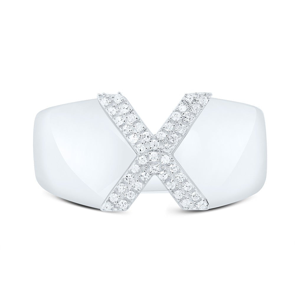 Sterling Silver Diamond Initial "X" Men's Ring 1/8 Cttw - Splendid Jewellery