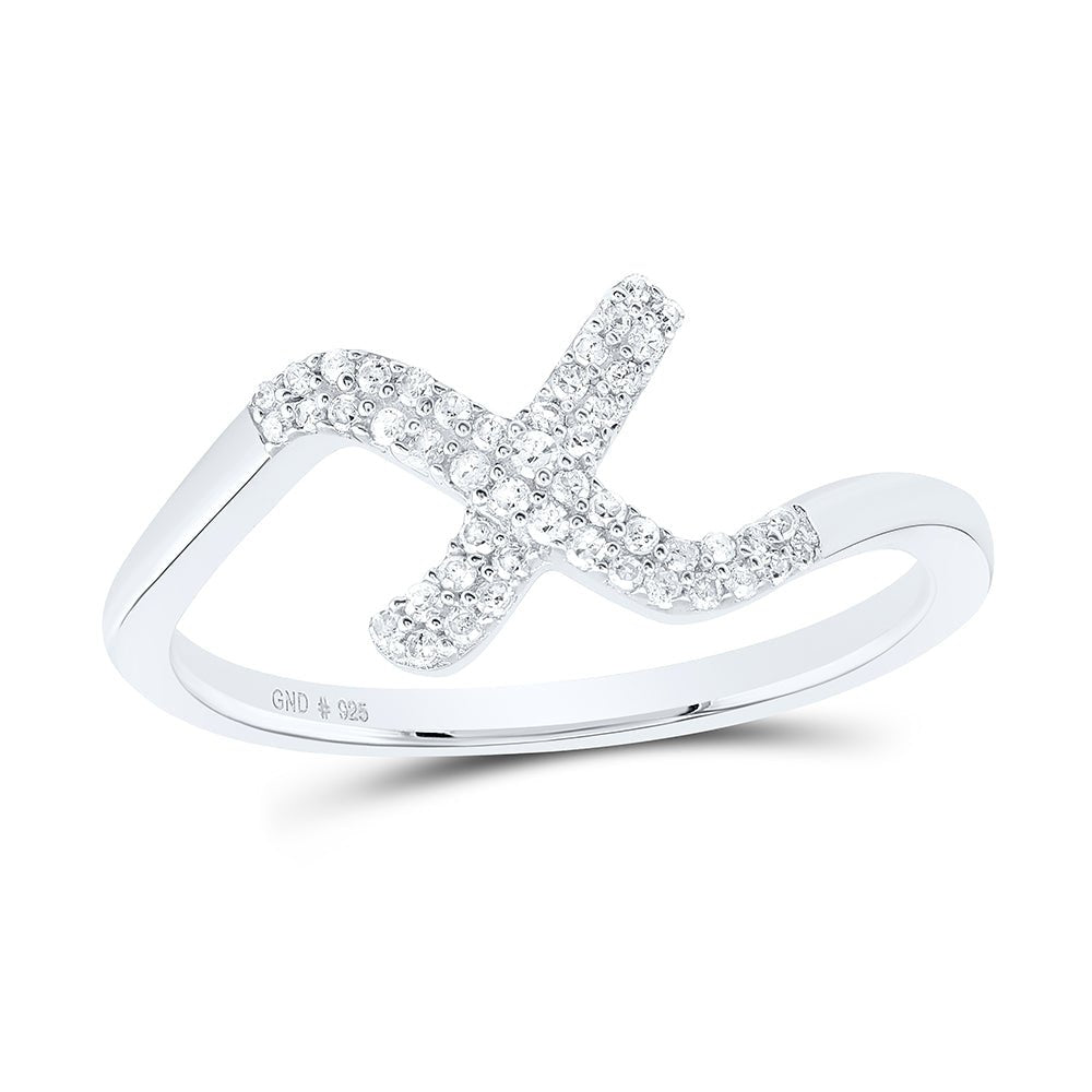 Sterling Silver Diamond Initial "X" Women's Ring 1/8 Cttw - Splendid Jewellery