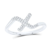 Load image into Gallery viewer, Sterling Silver Diamond Initial "X" Women's Ring 1/8 Cttw - Splendid Jewellery