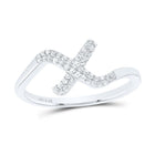 Sterling Silver Diamond Initial "X" Women's Ring 1/8 Cttw - Splendid Jewellery