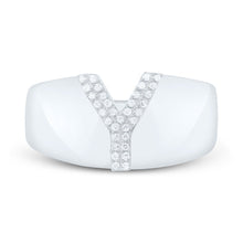 Load image into Gallery viewer, Sterling Silver Diamond Initial "Y" Men's Ring 1/10 Cttw - Splendid Jewellery