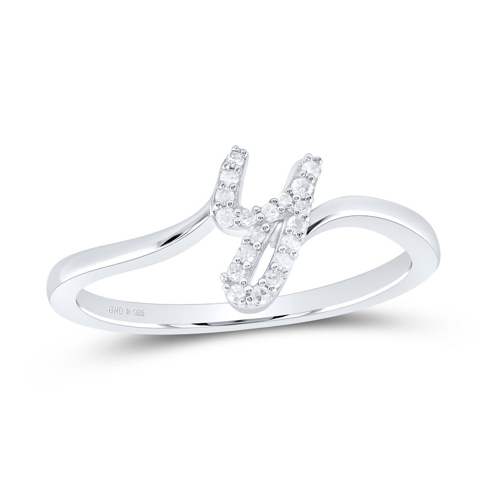 Sterling Silver Diamond Initial "Y" Women's Ring 1/12 Cttw - Splendid Jewellery
