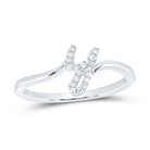 Sterling Silver Diamond Initial "Y" Women's Ring 1/12 Cttw - Splendid Jewellery