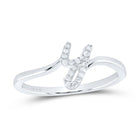 Sterling Silver Diamond Initial "Y" Women's Ring 1/12 Cttw - Splendid Jewellery