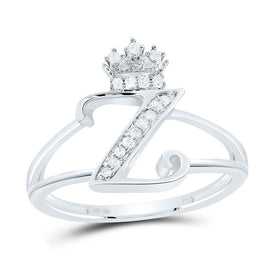 Sterling Silver Diamond Initial 