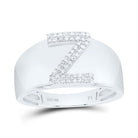 Sterling Silver Diamond Initial "Z" Men's Ring 1/8 Cttw - Splendid Jewellery