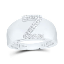 Load image into Gallery viewer, Sterling Silver Diamond Initial "Z" Men's Ring 1/8 Cttw - Splendid Jewellery