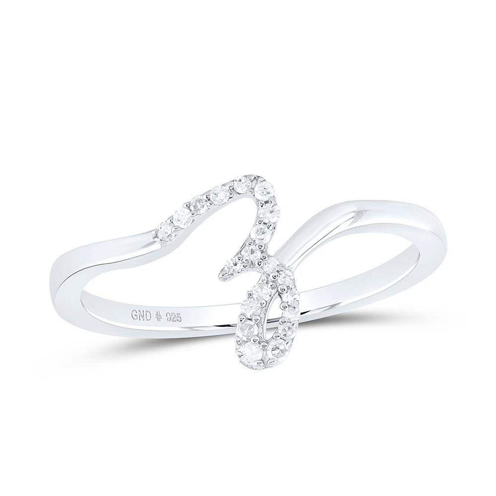 Sterling Silver Diamond Initial "Z" Women's Ring 1/12 Cttw - Splendid Jewellery