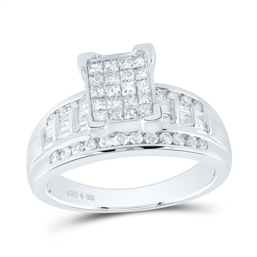 Sterling Silver Diamond Invisible Ring 3/4 Cttw - Splendid Jewellery