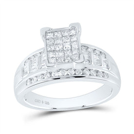 Sterling Silver Diamond Invisible Ring 3/4 Cttw - Splendid Jewellery
