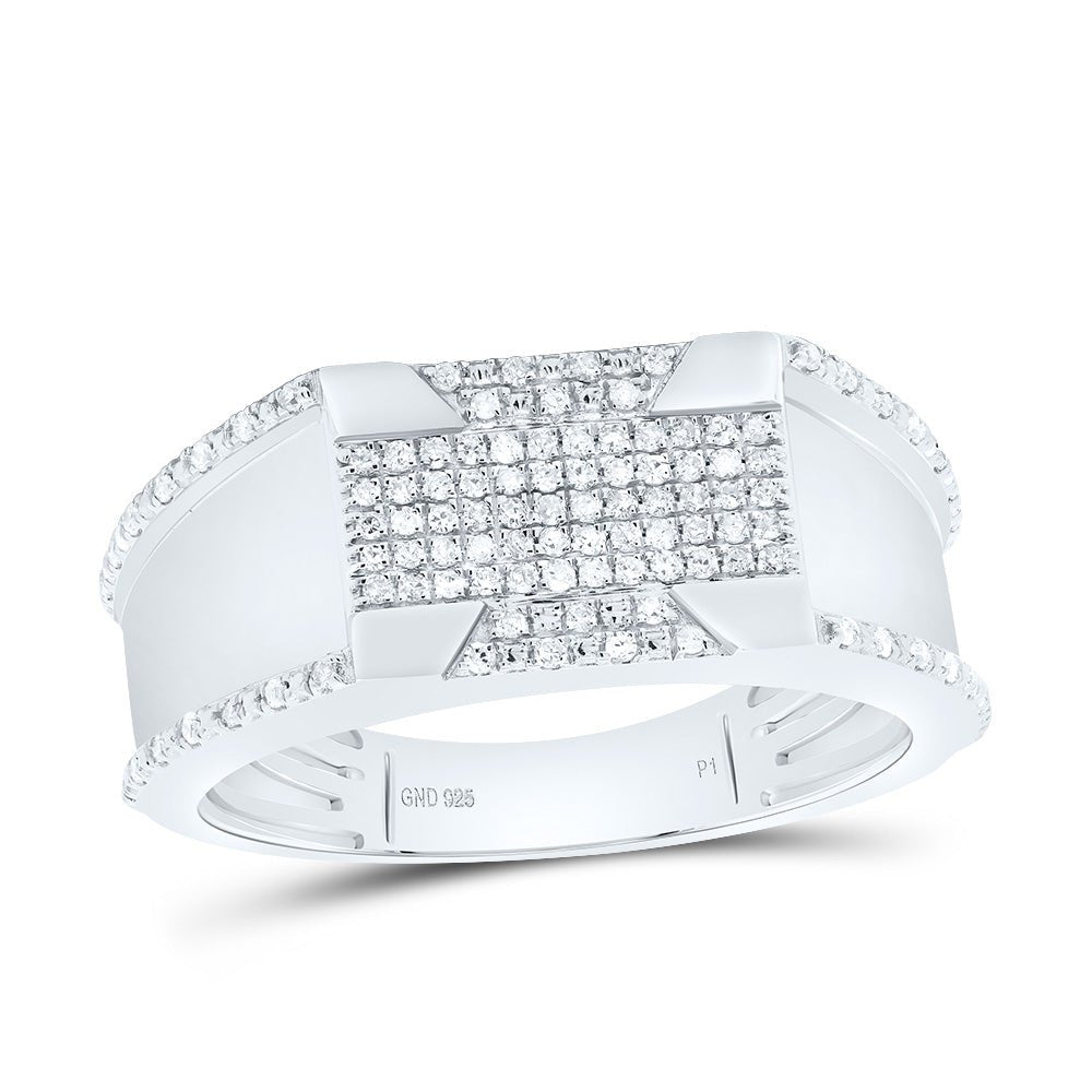 Sterling Silver Diamond Men's Ring 1/3 Cttw - Splendid Jewellery